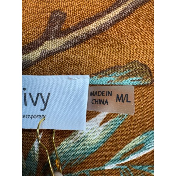 Bluivy Women's Tie Hem Cardigan Kimono Top Lightweight Size M/L Brown Floral - Picture 4 of 12